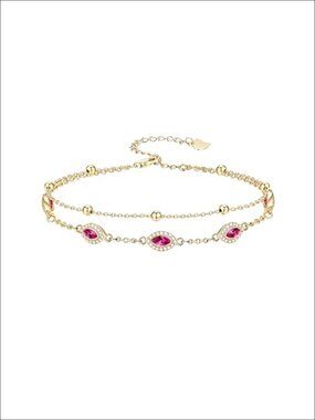 18K Gold Plated Link Birthstone Bracelet with Extender Chain